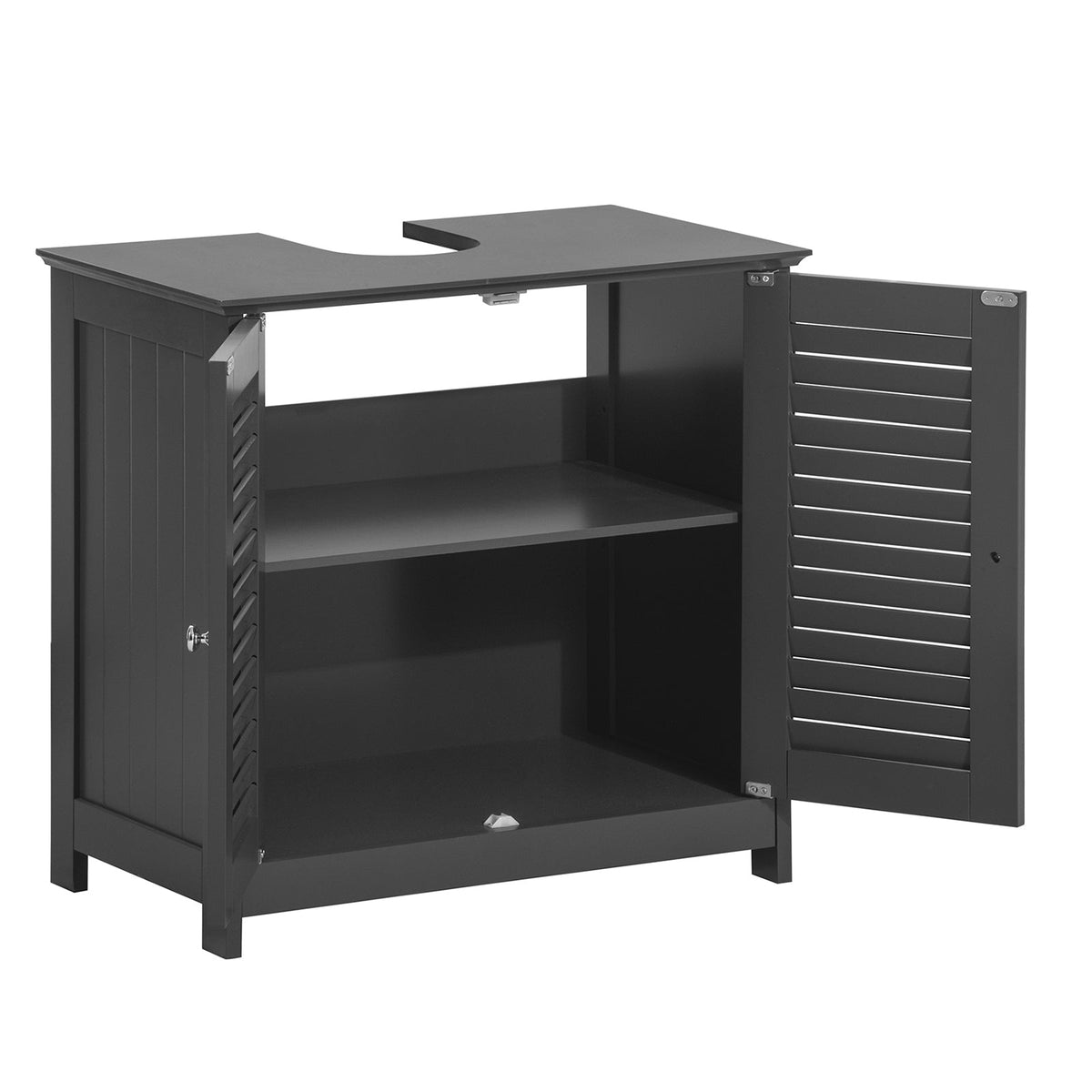 SoBuy Wastafelkastje – 2 Deuren, Verstelbare Plank – 60 x 35 x 58 cm – Grijs