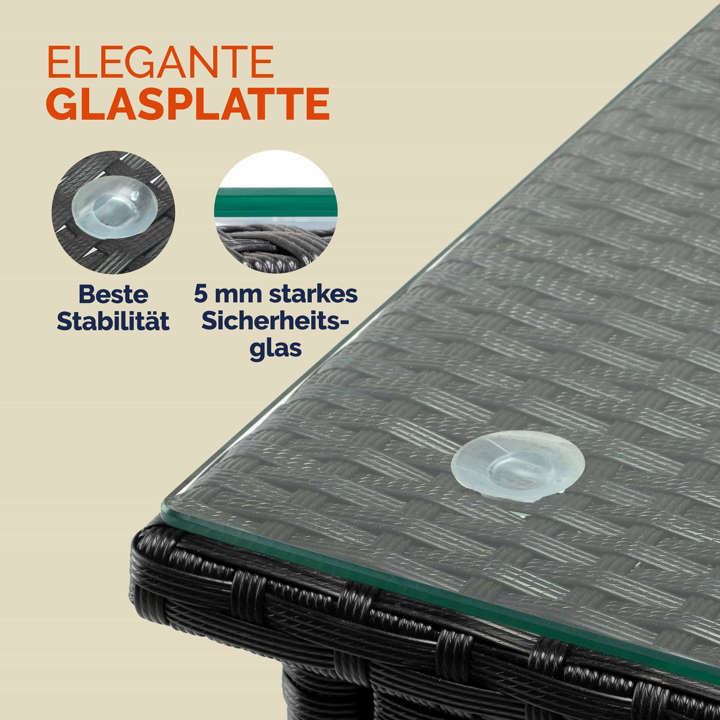 Casaria Bijzettafel Polyrotan Zwart 50x50x45cm