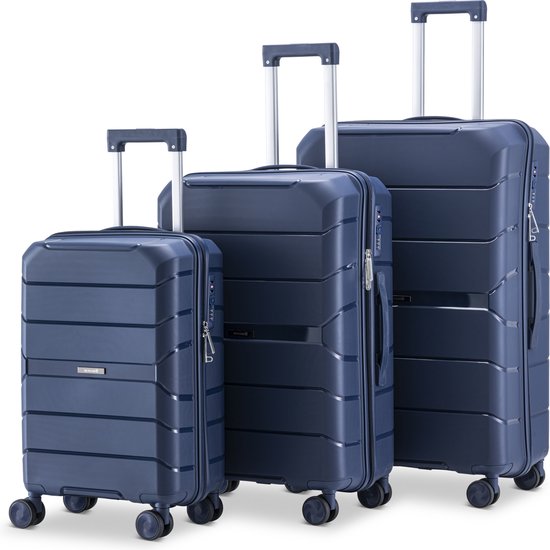 SC Urban Adventurer - Kofferset - 3-delig - Cijferslot - 232L - Spinner wielen - Reiskoffer met Kofferslot - Lichtgewicht - Donkerblauw
