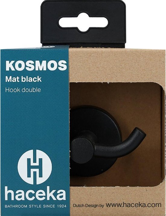 Haceka Kosmos Handdoekhaak dubbel - mat zwart