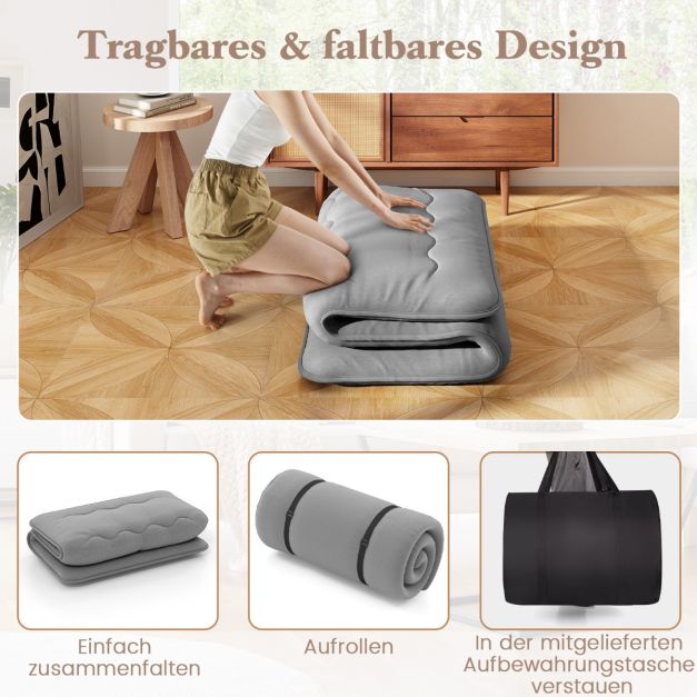 Coast Japanse Futonmatras – Oprolbaar Tatami Matras met Wasbare Hoes en Draagtas – 90/140 x 200 x 10 cm