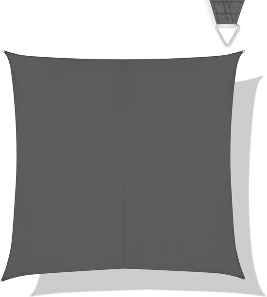VONROC Premium Schaduwdoek - Vierkant - 360x360 cm – Waterafstotend - Grijs – Incl. Opbergtas en bevestigingskoord