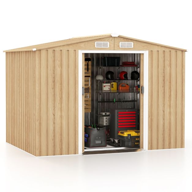 Tuinhuisje van Gegalvaniseerd Staal 7m³ met Schuifdeur EN Ventilatiegaten - 2 paar Handschoenen