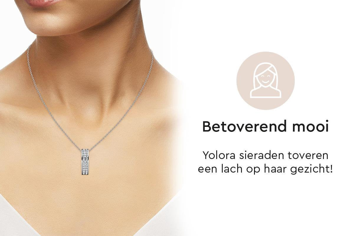 Zilverkleurige Ketting met Kristallen Hanger – 18K Witgoud Verguld – Luxe Giftbox – Dames Cadeau