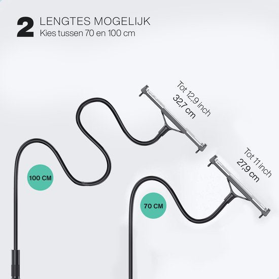 LURK® Tablethouder flexibel en verstelbaar - Telefoonhouder Ergonomisch – 100cm lang - 4 tot 12,9 inch – Universeel - Zwart