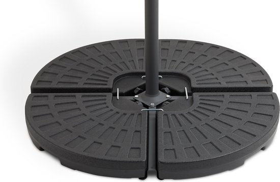 LIFA GARDEN Vulbare verzwaringstegels - Voetstuk voor hangende parasol in zwart - Te vullen met zand of water tot 50 kg - Weerbestendig - 100 x 100 x 8 cm