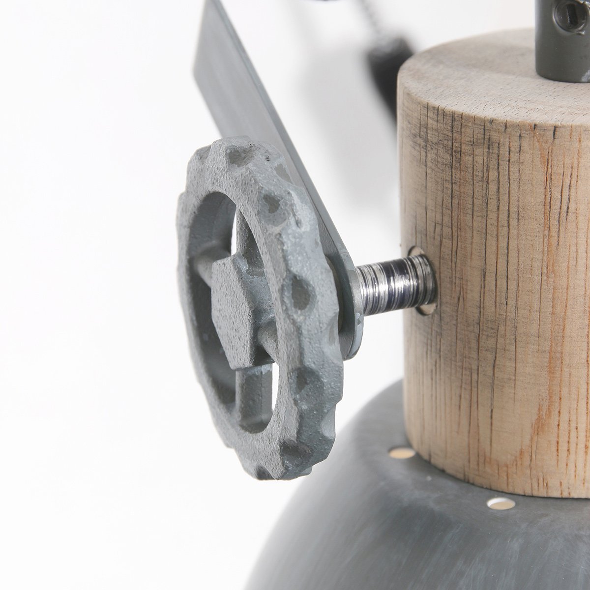 Klemspot en wandlamp Gearwood 2752GR Grijs E27 fitting - Hout en metaal, trendy design, draaibaar en kantelbaar, geschikt voor binnengebruik - Mexlite