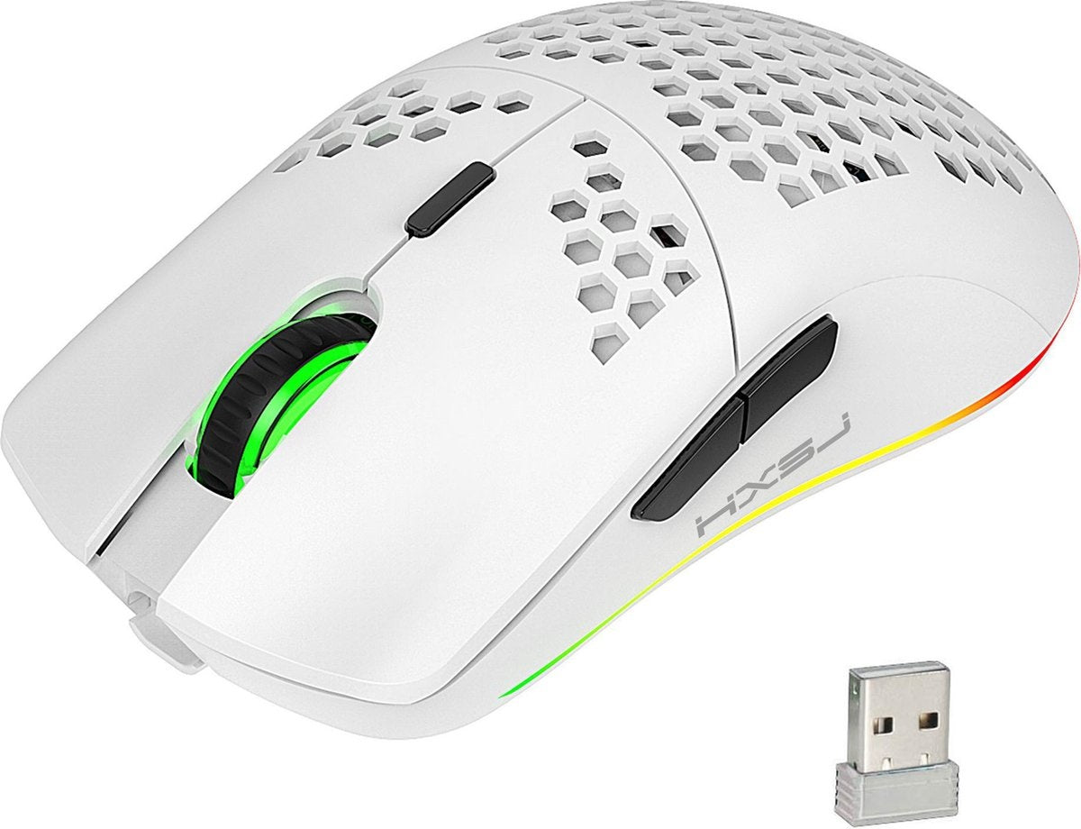 HXSJ T66 2.4G Draadloze Gaming Muis - Compact - RGB Verlichting - Wit