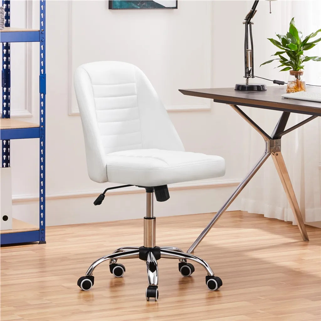 Yaheetech Bureaustoel Wit Ergonomisch Gestoffeerd