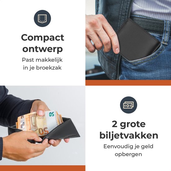 Castagnola Leren Portemonnee - Portefeuille Heren met Kaarthouders - Zonder Muntvak - 12 Pasjes en 2 Biljetvakjes - Anti Skimming en Hacking