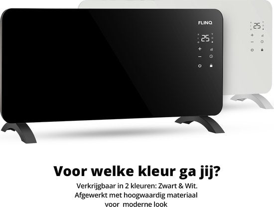 FlinQ Slimme Paneelverwarmer met WiFi - Verwarming elektrisch - Verwarmingspaneel - Elektrische kachel - Convectorkachel - Portable Heater - 2000W - Zwart