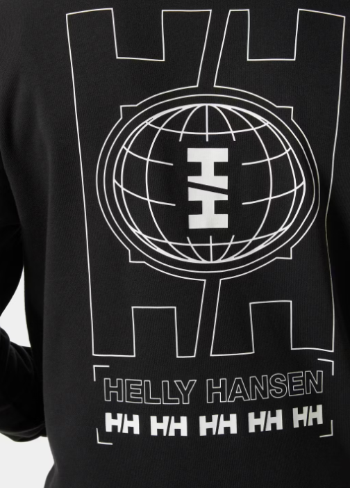 helly hansen core graphic hoodie heren – maat M – zwart – 80% katoen / 20% polyester – regular fit