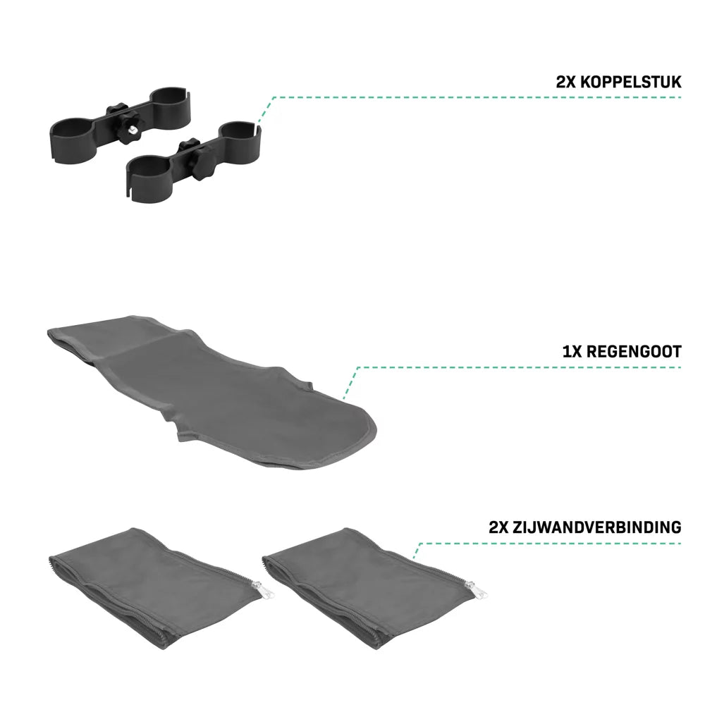 VONROC Koppelsysteem voor Premium Partytent 3 x 4,5 m - Regengoot/Zijwandverbinders - Grijs