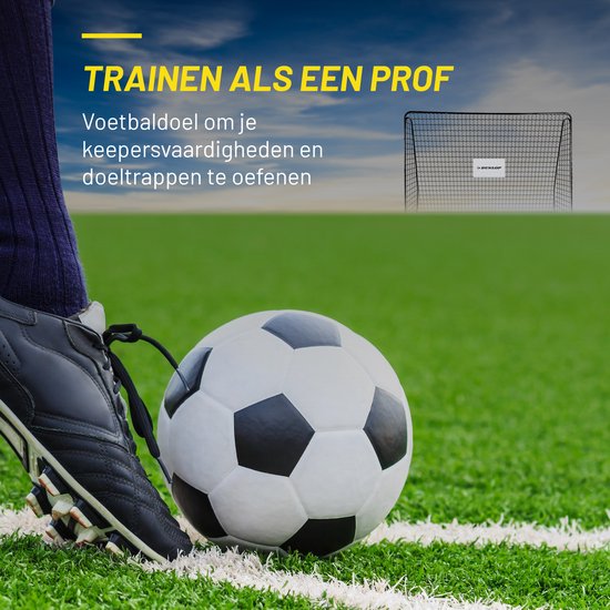 Dunlop Voetbaldoel - 300 x 205 x 120 cm - Buitenspeelgoed voor Kinderen en Volwassenen - Snelle Montage - Voetbal Training Doel - Metaal - Zwart