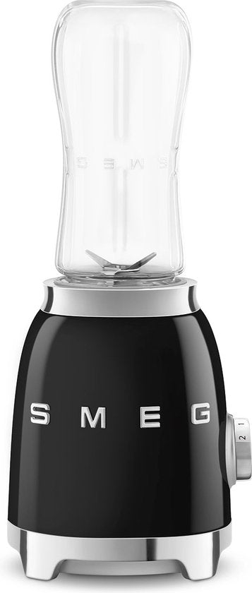 SMEG PBF01BLEU - Persoonlijke blender - Zwart - 600 ml - 300W - Jaren '50 - incl. 2 fles-om-mee-te-nemen