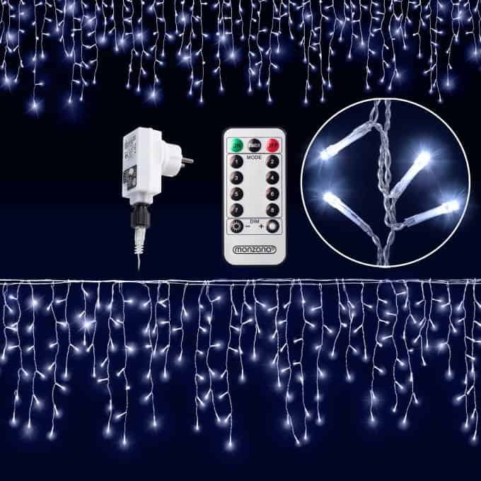 Monzana Regen Lichtketting LED Kerst - Koud Wit - 10 m