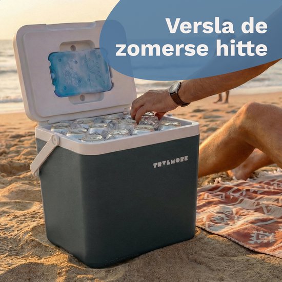 TRVLMORE Koelbox 14L - Frigobox - Inclusief Koelelement - Koelbox Klein - Antraciet
