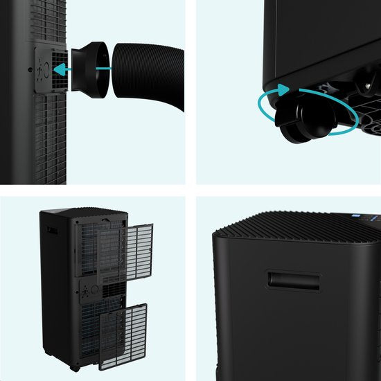 MOA Mobiele Airco - 9.000 BTU - 3-in-1 - Met Afstandbediening - Tot 30m² - Airconditioner met Ontvochtigingsfunctie - Raamafdichtingskit - Zwart