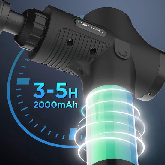 Northwall Massage Gun Professioneel Elite - Massage Pistool Inclusief Koffer en 6 Opzetstukken - Krachtig en Draadloos Sport en Relax Massage Apparaat