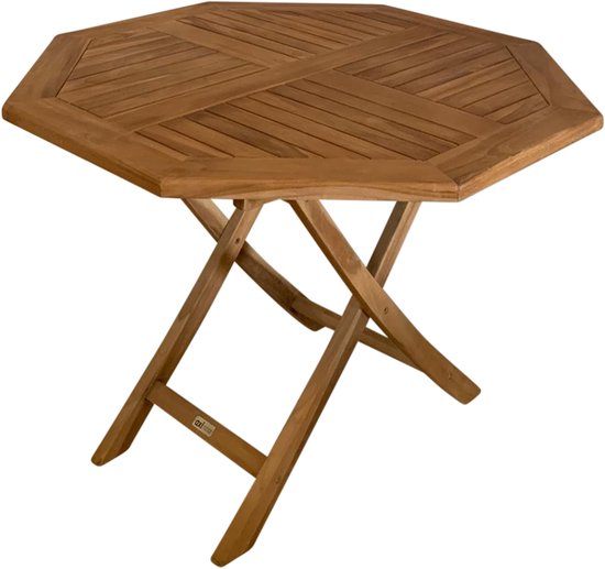 AXI Sana Teak Tuintafel Achtkantig – 100 x 100 x 75 cm – Opklapbaar – Achtkantige Klaptafel – Houten Tuintafel - Bruin – Voor 4 Personen - Voor Tuin, Terras en Balkon