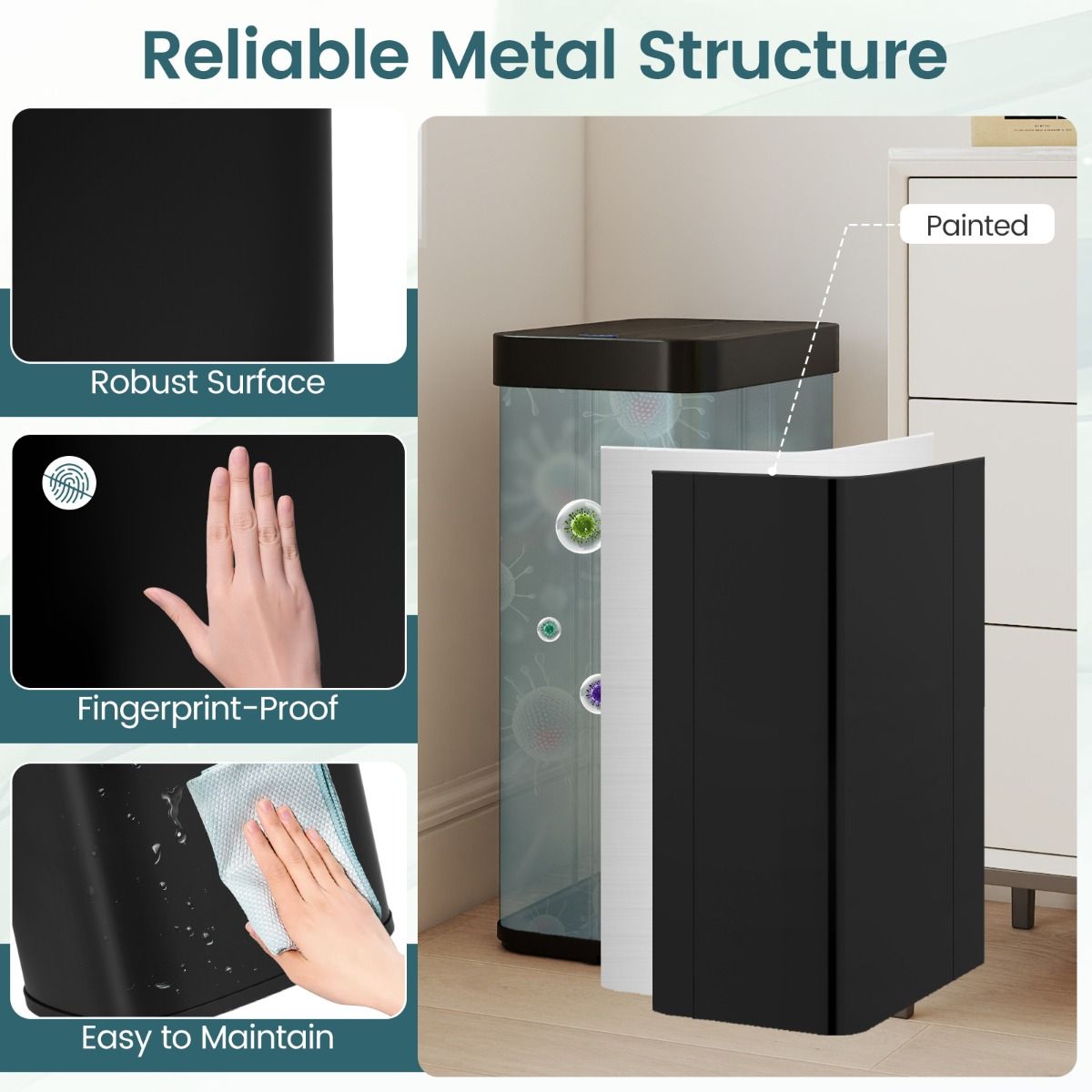Coast Sensor Prullenbak - dual-zone ontwerp - automatische afvalscheiding - zwart - 68 liter