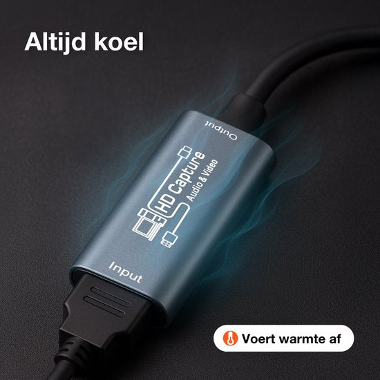Skoov HDMI Capture Kaart Incl. USB-C Adapter - Video/Spel Opname - HDMI naar USB - 1080P HD - Cam link - Video grabber - Streamen