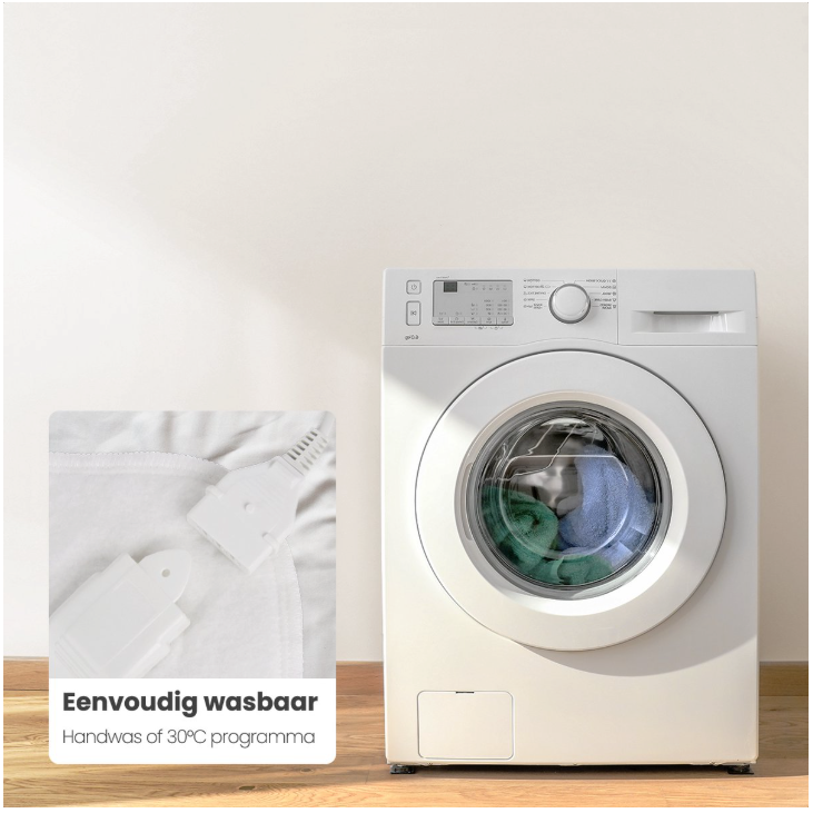 Auronic - Elektrische Onderdeken Luxe - 150x80 cm - Wit Polyester - 9 Warmtestanden & Apart Instelbare Voetzone - Timer & Oververhittingsbeveiliging - Wasbaar