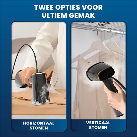 HomeShift Kledingstomer - Stoomapparaat - Handstomer - Voor Kleding en Meubilair - 380ML - Zwart