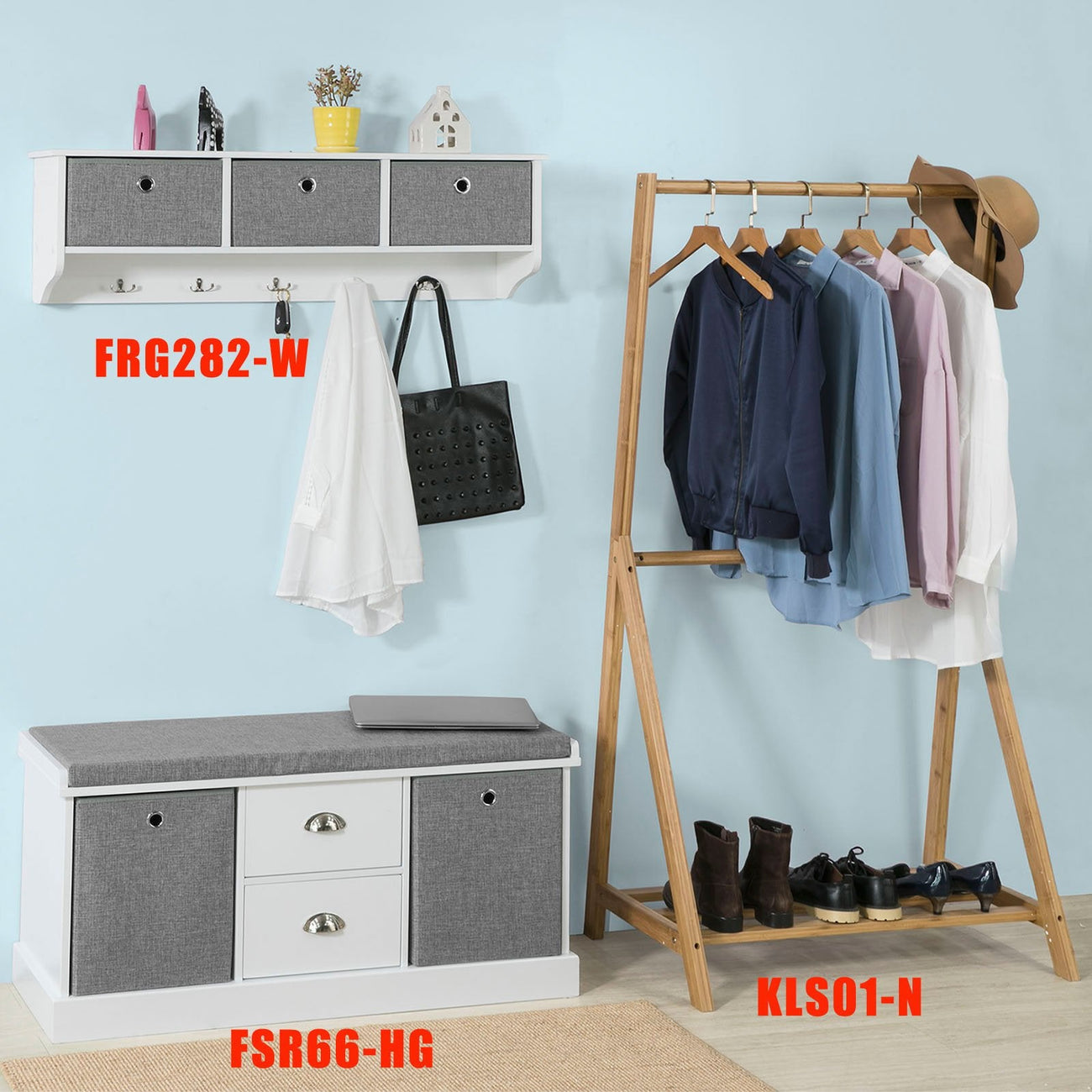 SoBuy Schoenenbank met zitkussen - 4 Lades - 108 x 20 x 41 cm - Grijs/ Antraciet