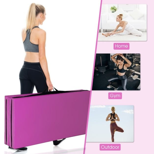 240 x 120 x 5cm Gymnastiek Mat Opvouwbare Oefenmat met Handvat Afneembare PU Lederen Hoes Lichtgewicht Tumbling Mat