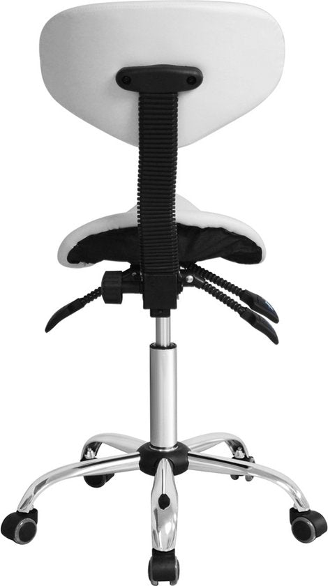 VDD Zadelkruk - Ergonomisch Design - Verstelbare Hoogte - 40x40x112 cm - Wit