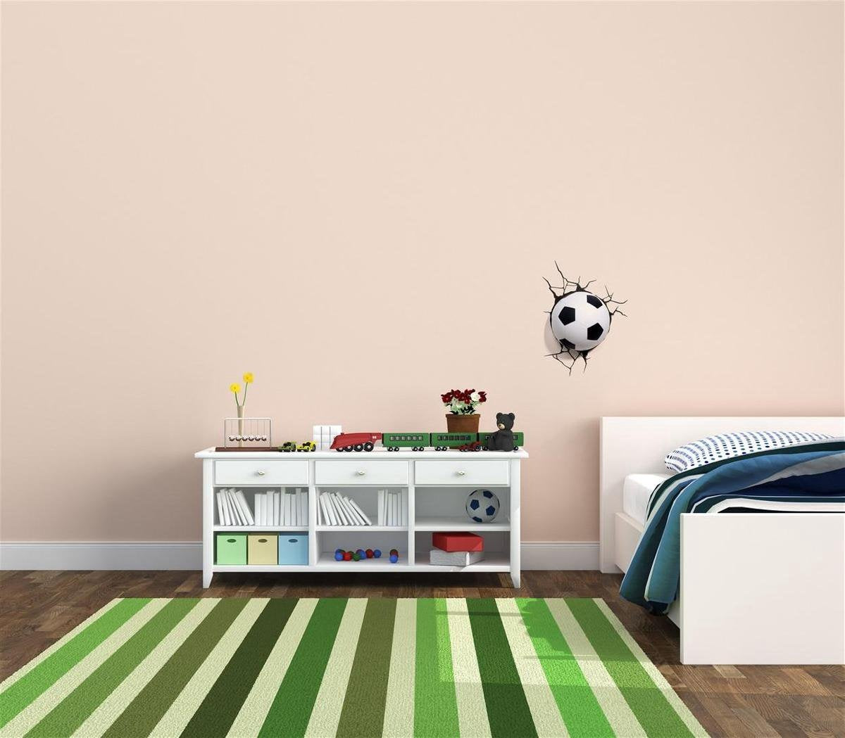 Gadgy Voetbal Nachtlampje Kinderen - Wandlamp Nachtlampje Kinderkamer met Wandsticker - Timer Functie - LED Wandlamp op Batterijen