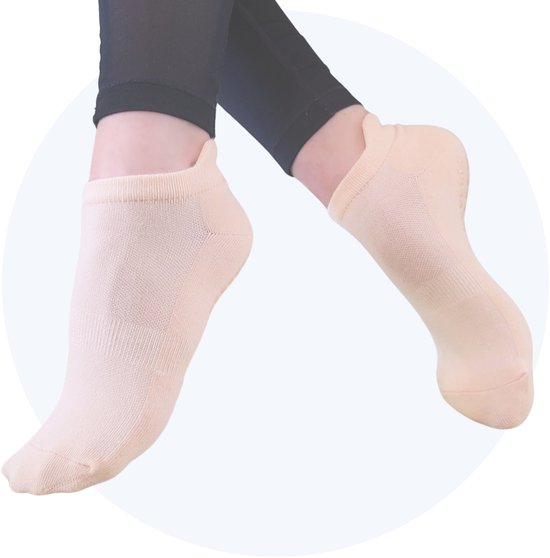 Hilvard Yoga sokken - Pilates sokken - Enkelsokken - 3 Paar - Licht Oranje - Antislip sokken - One size fits all
