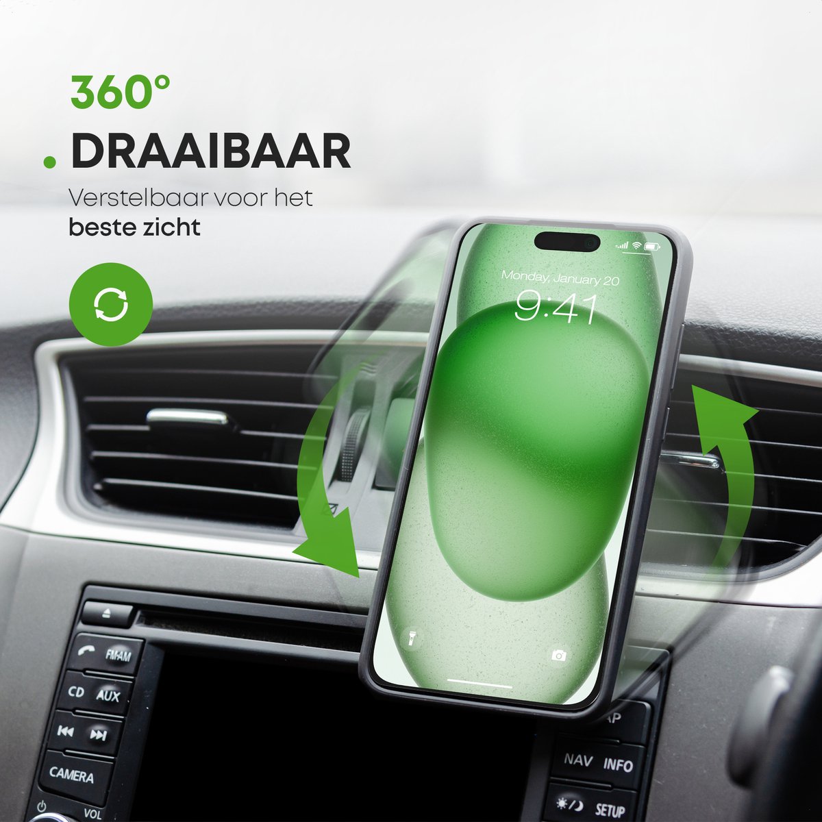 iSetchi Telefoonhouder Auto – Magnetisch & Universeel – Voor Ventilatierooster – Metaal – Zwart