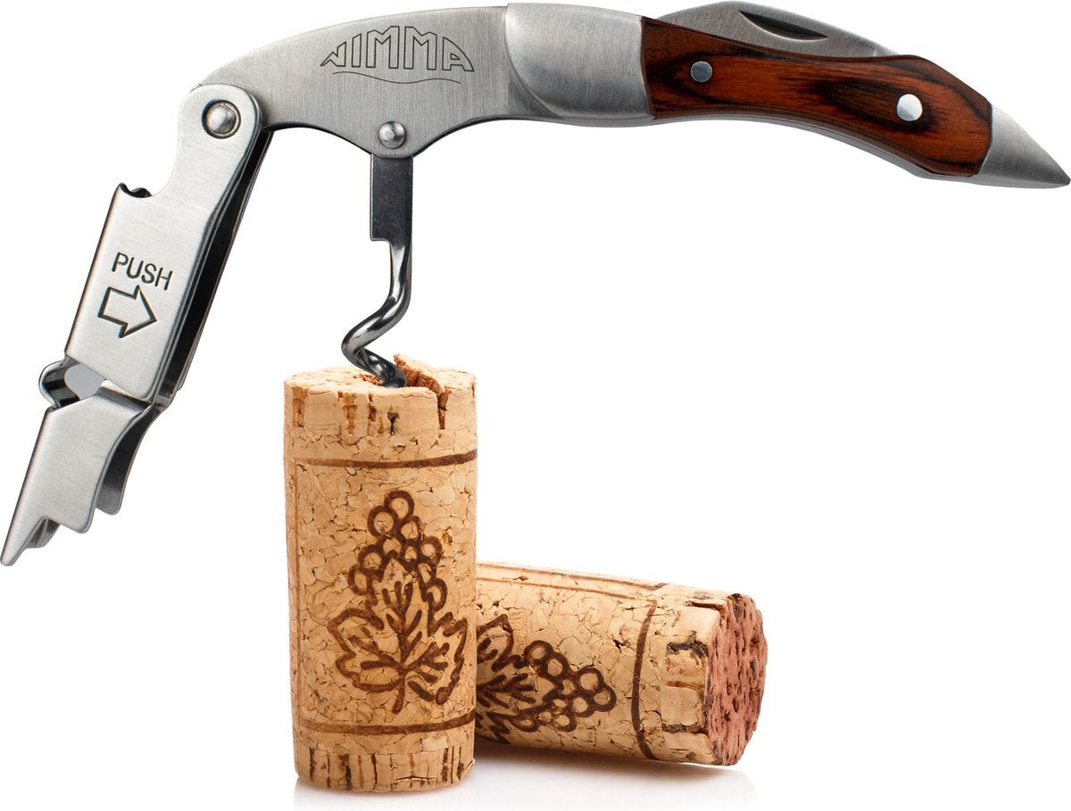 Nimma® Kurkentrekker - Multifunctioneel - Wijnopener - Kelnersmes - Wijn / Bier Accessoires - Opener - RVS