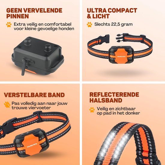 Vulpes Goods® Anti Blafband Pro – 3-in-1 Trainingshalsband Zonder Schok – Oplaadbaar & Waterdicht