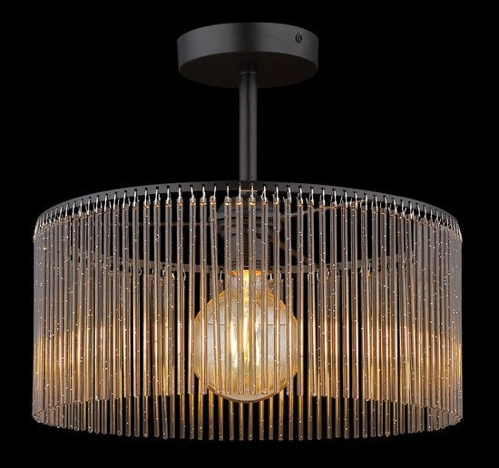 Globo - plafonnière - LEEDS - zwart - glas - Ø 35cm - E27 - 63080108