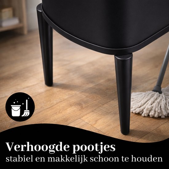 Bayt Prullenbak op pootjes - Prullenbak 60 Liter vuilniszakken - Vuilnisbak - Afvalbak - RVS - Zwart - 53L