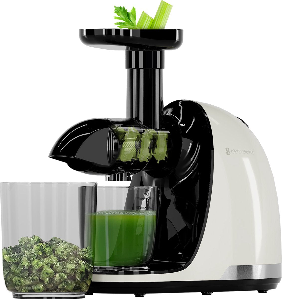 KitchenBrothers Slowjuicer met Pulpreservoir - 700ml - Champagne