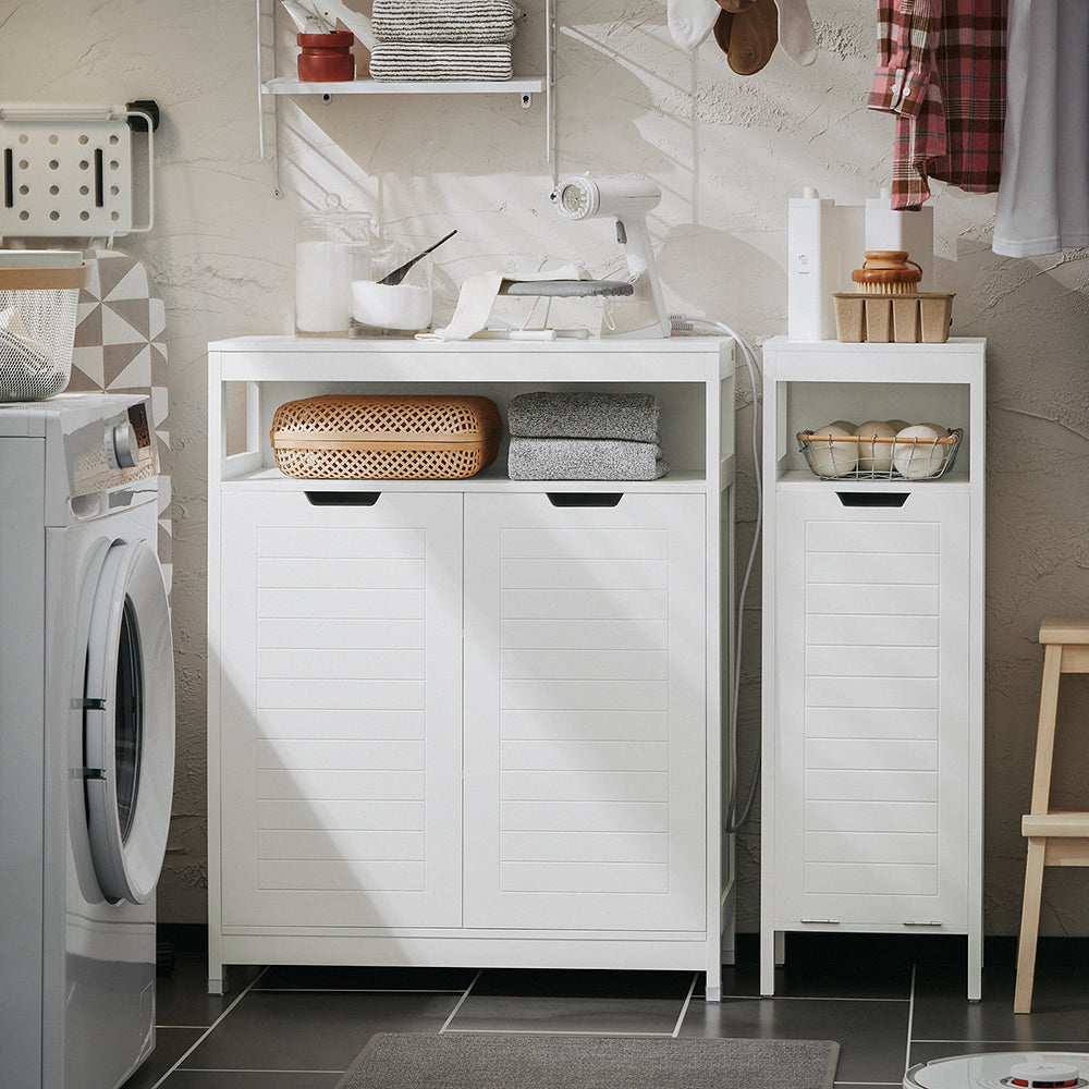 SoBuy Badkamerkast - Lage Kast - 2 Deurs - 100 x 42 x 20 cm - Wit