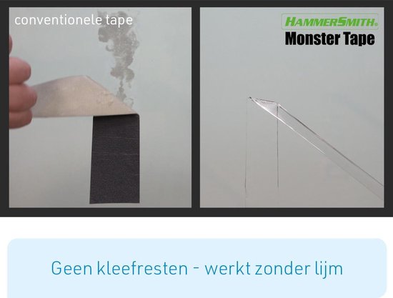 Hammersmith MonsterTape nanotape - Dubbelzijdig tape met Nano-Grip-Technologie - Verwijdering zonder resten - 3 st.