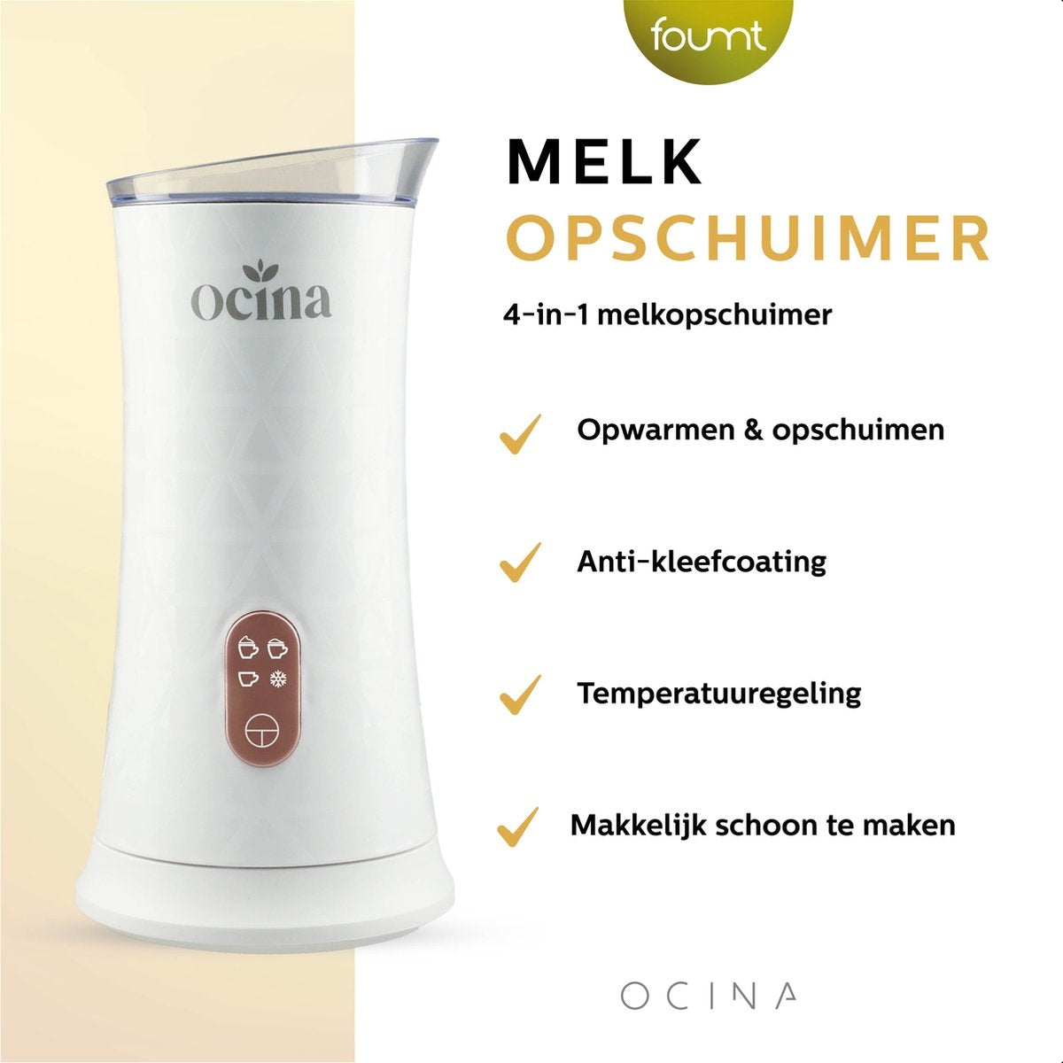 Ocina Elektrische Melkopschuimer - 4 in 1 - 240 ML - Wit