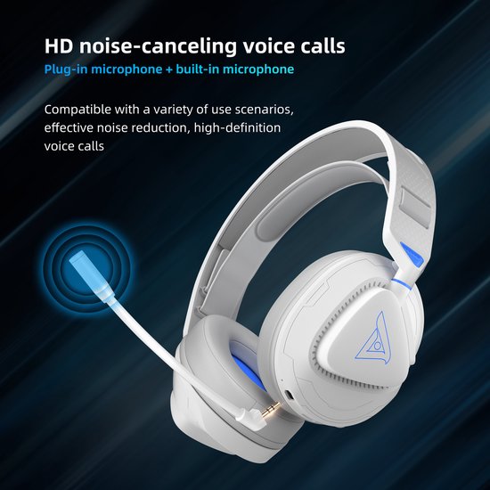 TAIDU THS318 2.4GHz Draadloze Gaming Headset - Over ear koptelefoon - met microfoon - Geschikt voor PC/PS4/PS5, Nintendo Switch - Wit
