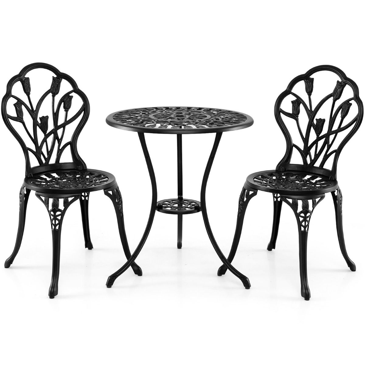 Coast tuinset van gegoten aluminium - 3-delig - met parasolgat - zwart