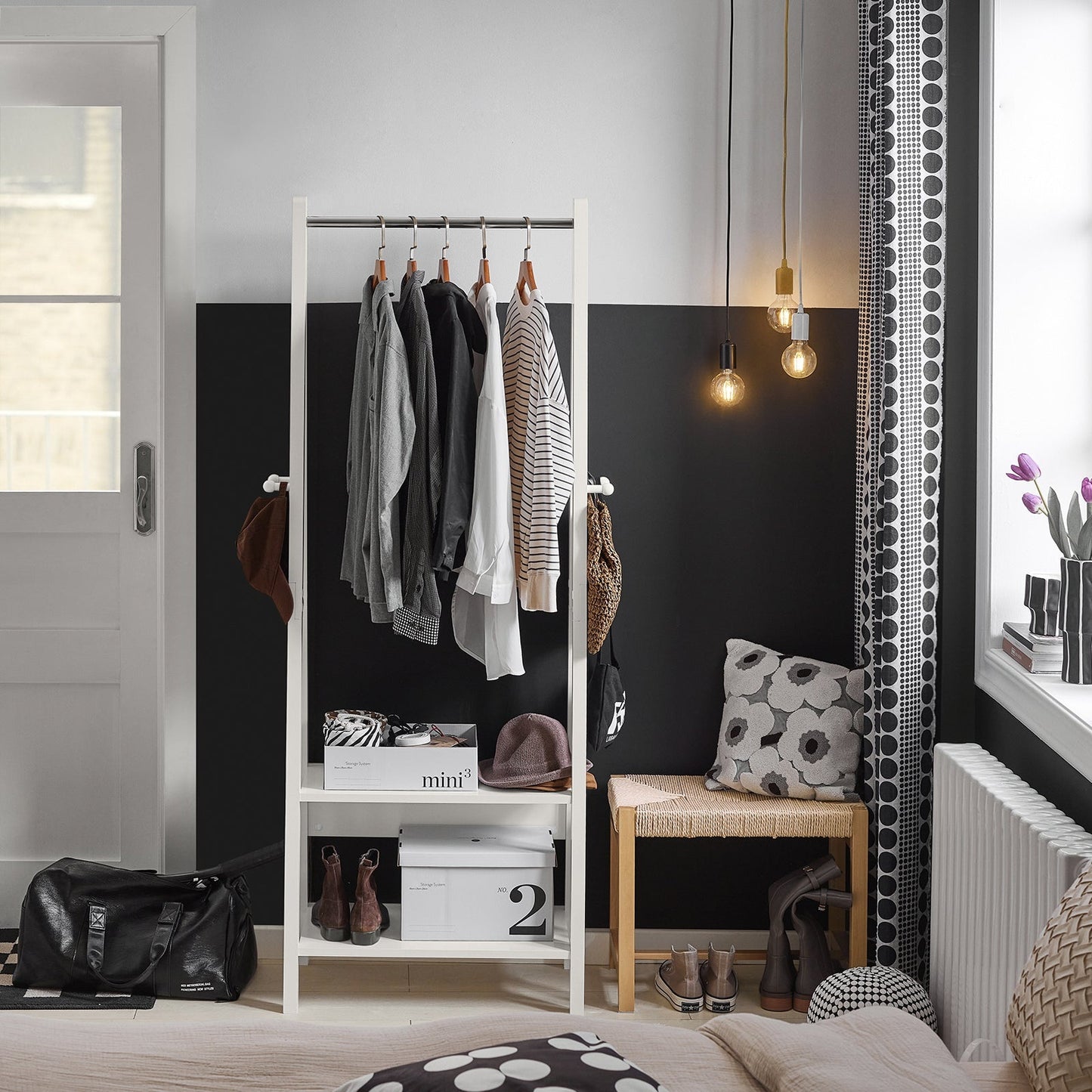 SoBuy Kledingrek - MDF - Max. 15 kg - 66 x 39 x 180 cm - Wit