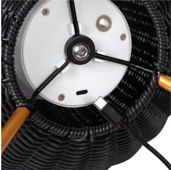 Lucide COLIN IP44 - Oplaadbare Tafellamp Binnen/Buiten - Accu/Batterij - LED 3 StepDim - 1x3W 3000K - IP44 - Zwart - Japandi
