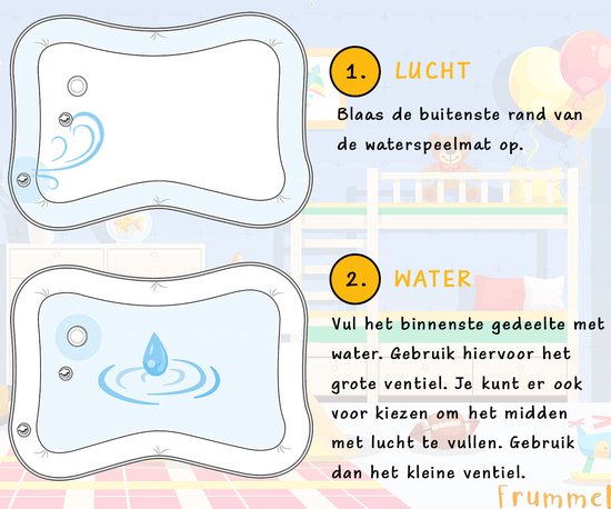 Frummel Waterspeelmat Baby – Watermat – Speelkleed – Opblaasbaar – Waterspeelgoed Baby - Kraamcadeau - Baby Shark
