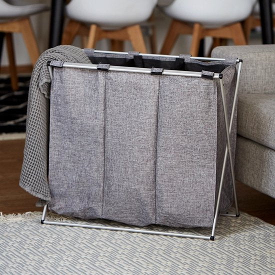 Wenko 3 vaks wasmand trekkoordsluiting - 3-vaks - zonder deksel - 130 liter