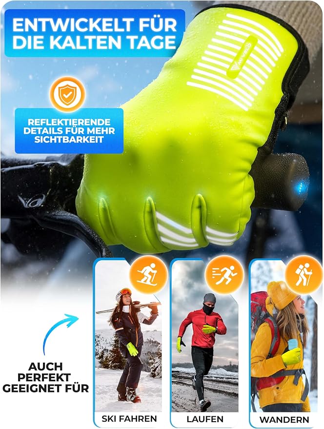MIVELO Fietshandschoenen Winter - Geel - Maat S - 3M Thinsulate, Touchscreen