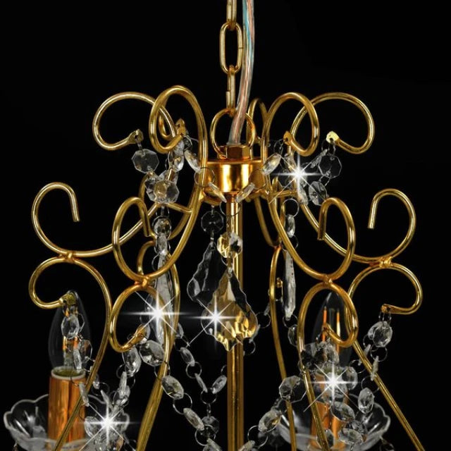 vidaXL Kristallen Kroonluchter Rond Goud - 6 Lichtpunten E14 - Ø60 x H44 cm